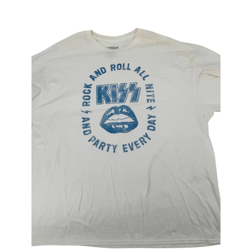 American Classics KISS Graphic Tee Mens 3X‎ White Rock and Roll All Nite Shirt